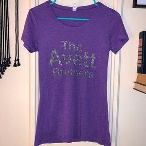 🍍EUC Avett Brothers Purple and Floral Tee from Bella Canvas size M